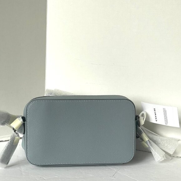 Coach Charter Slim Crossbody Bag Gray Pebbled Leather Round Pouch CC070 - Picture 3 of 11